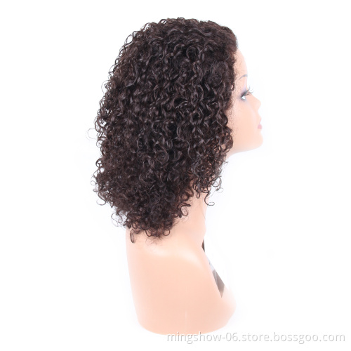 Wholesale new arrival bob curly fro wigs human hair lace front wigs